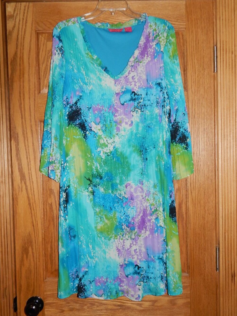 Women's Size XL Sunny Leigh Splatter Abstract Groovy Mod Print Dress Boho
